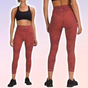 LULULEMON Wunder Train High-Rise Crop 23" Size 6 Crackle Glaze Vintage Orange